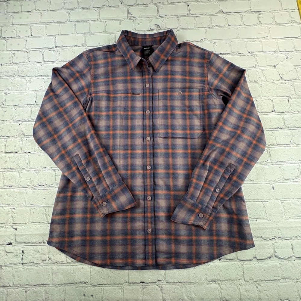REI Co-op Sahara Plaid Button Up Shirt Women's Large Excellent Purple